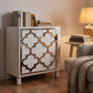 IKEA Besta cabinet with silver mirror arabesque acrylic overlay panel in a reading corner