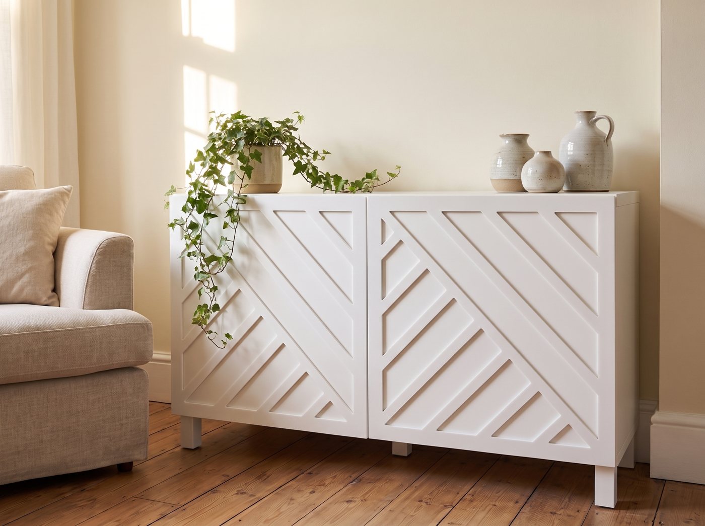 White acrylic overlay shown on IKEA furniture